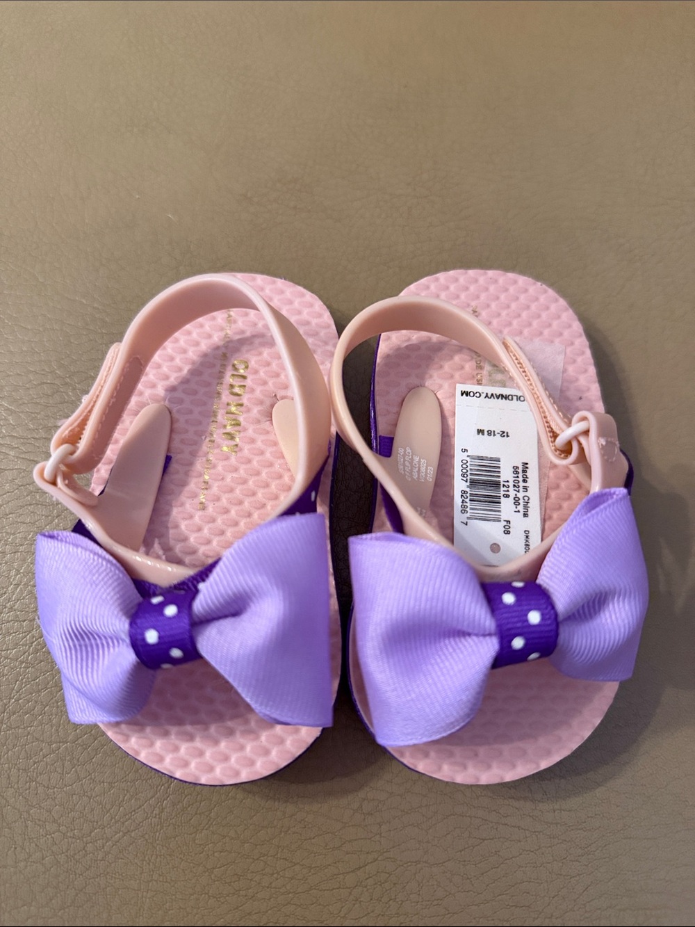 Old Navy Pink Sandals with Purple Bow